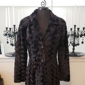 Divine Vintage Style Lined Faux Mink Trench Coat